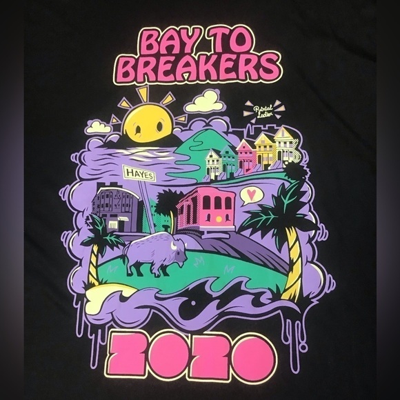 SF Bay To Breakers 2020 Unisex 2XL Hoodie Black Lightweight Long Sleeve Shirt - Picture 2 of 5